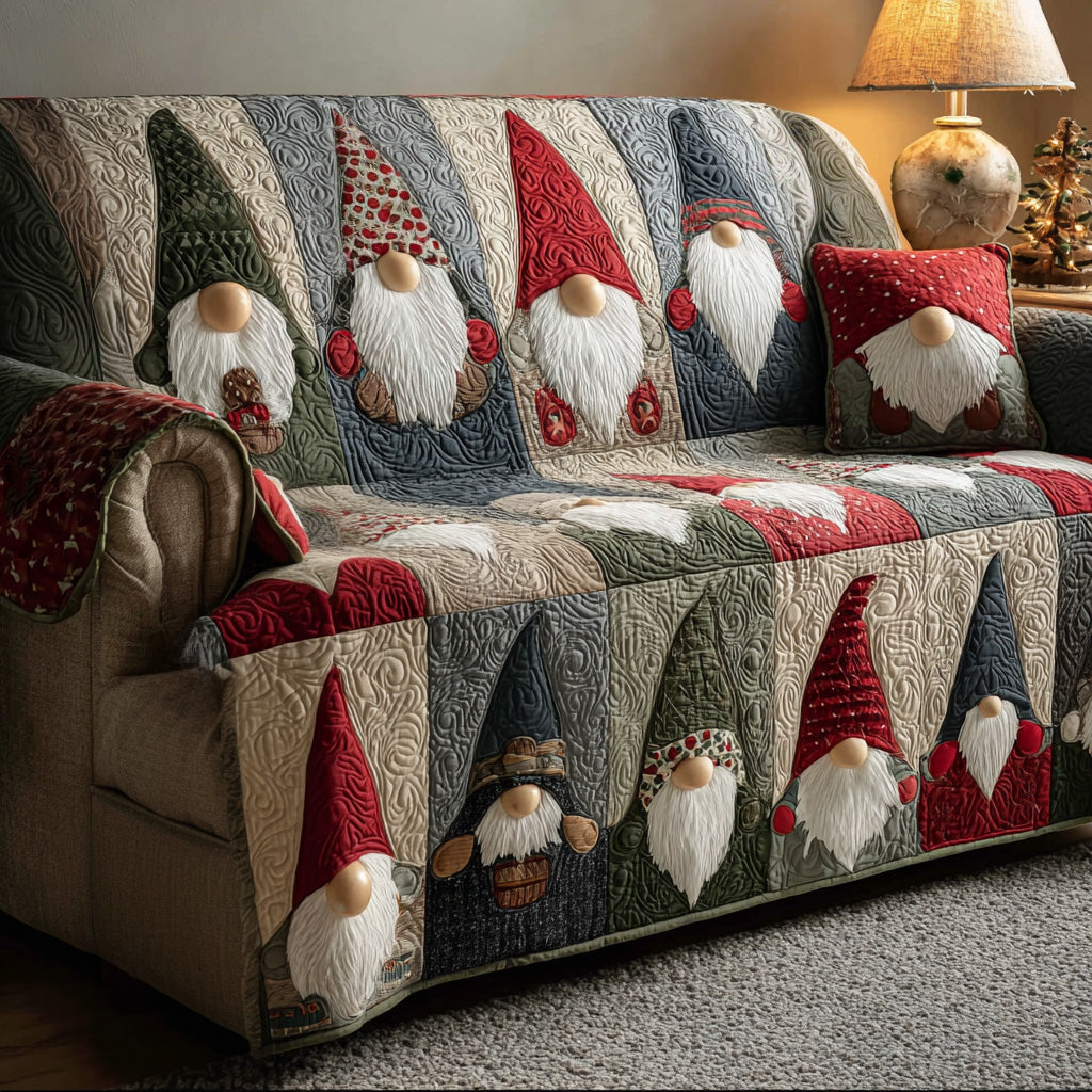 Holiday Gnome Quilted Sofa Cover NCU0DH480