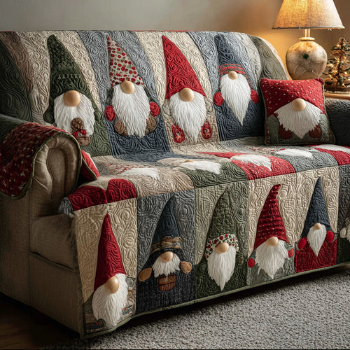 Holiday Gnome Quilted Sofa Cover NCU0DH480