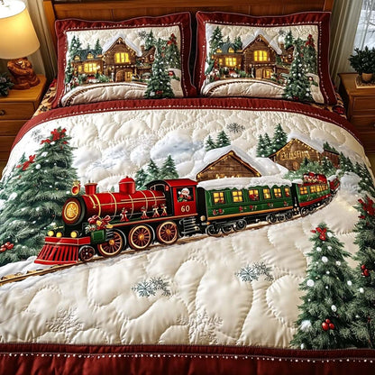 Holiday Magic Train 3-Piece Quilted Bedding Set NCU0NL147