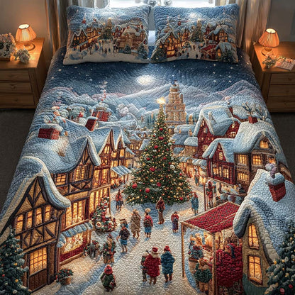 Holiday Nights in Christmas Town 3-Piece Quilted Bedding Set NCU0HT001
