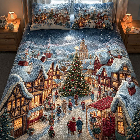 Holiday Nights in Christmas Town 3-Piece Quilted Bedding Set NCU0HT001