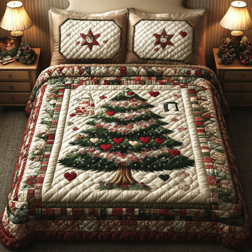 Holiday Pine Serenade 3-Piece Quilted Bedding Set NCU0NL007