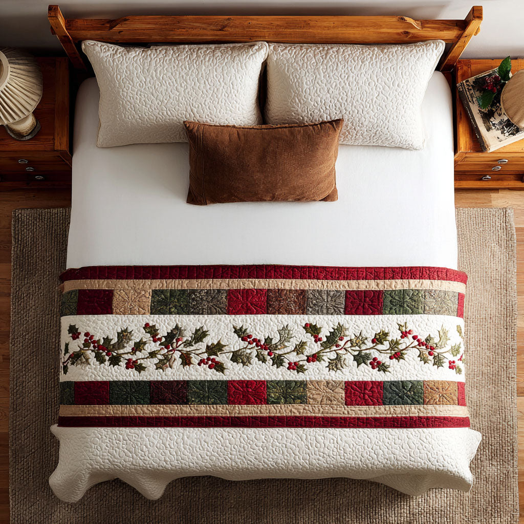 Holly Glow Nights Quilted Bed Runner NCU0PT8862