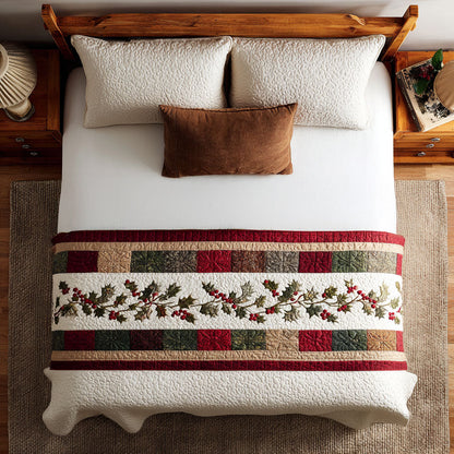 Holly Glow Nights Quilted Bed Runner NCU0PT8862