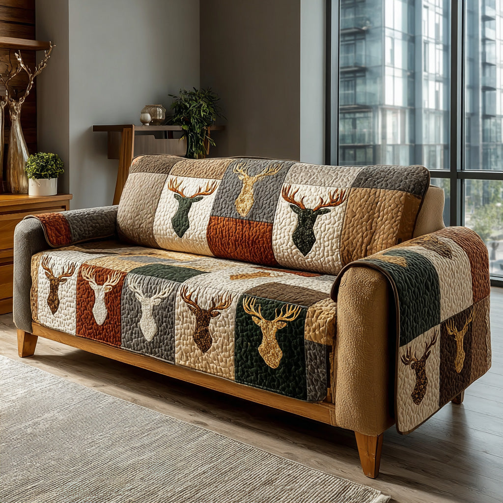 Homestead Antler Quilted Sofa Cover NCU0DH579