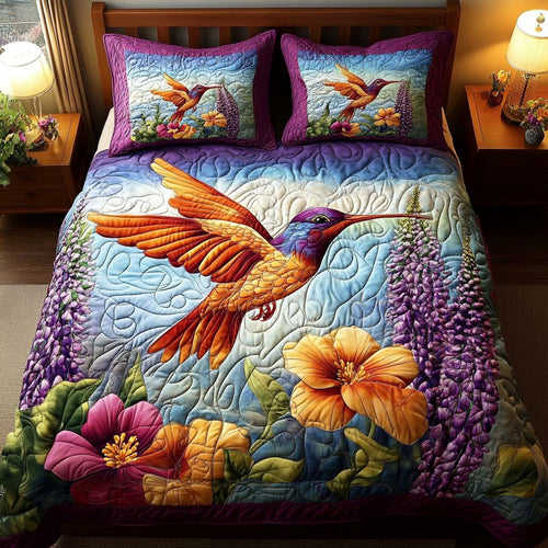 Humming Bloom 3-Piece Quilted Bedding Set NCU0TN76