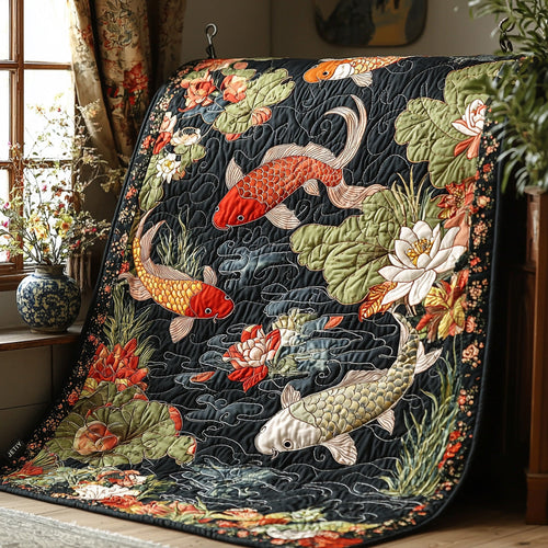 Japanese Koi Elegance Quilted Blanket NCU0DV6424