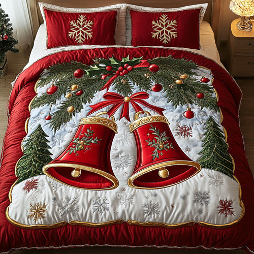 Jingle Bell Bliss 3-Piece Quilted Bedding Set NCU0DK2522