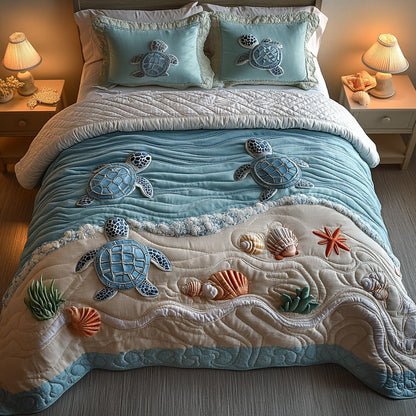 Journey to the Sea 3-Piece Quilted Bedding Set NCU0DH340