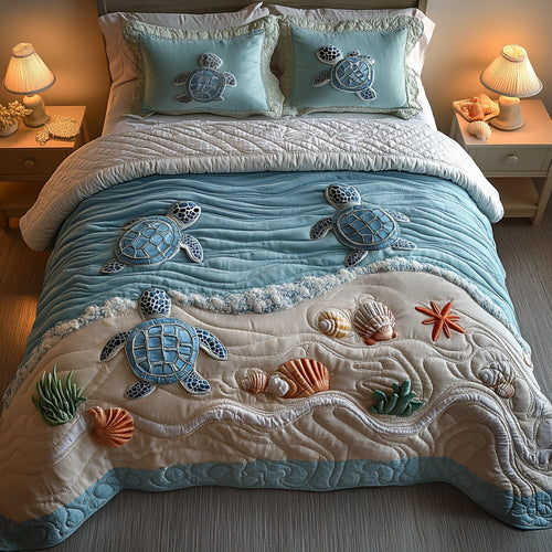 Journey to the Sea 3-Piece Quilted Bedding Set NCU0DH340