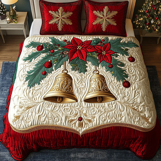 Joyful Bells 3-Piece Quilted Bedding Set NCU0DK2528