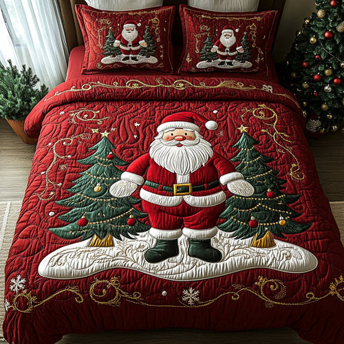 Joyful Santa 3-Piece Quilted Bedding Set NCU0DV1800