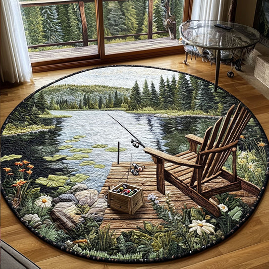 Lakeside Angling Quilted Round Mat NCU0PT6935