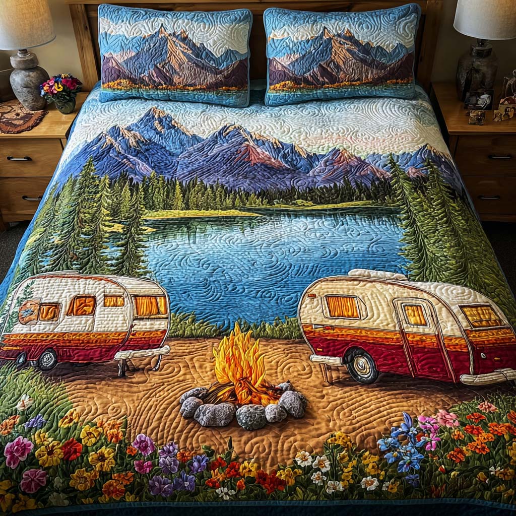 Lakeside Camper Quilt 3-Piece Quilted Bedding Set NCU0QQ037