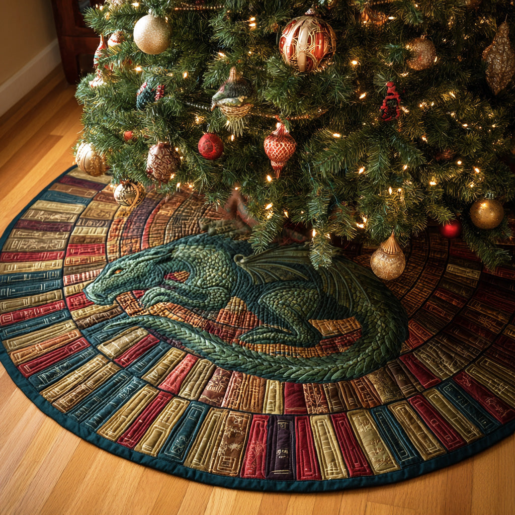 Library Guardian Dragon Christmas Quilted Tree Skirt NCU0ND015