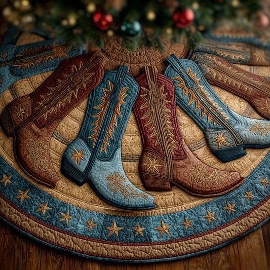 Lone Star Rodeo Christmas Quilted Tree Skirt NCU0DH541