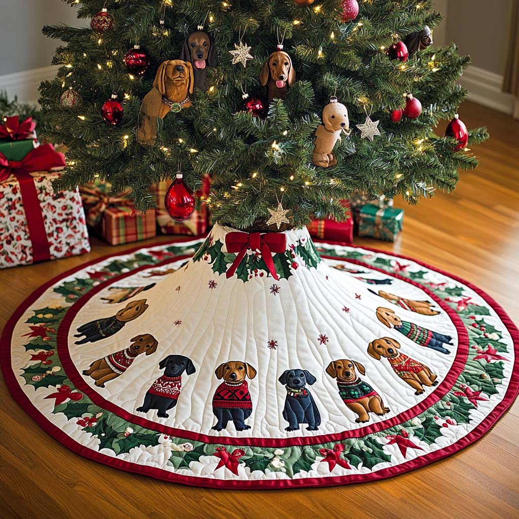 Long Dog Love Christmas Quilted Tree Skirt NCU0DK1688