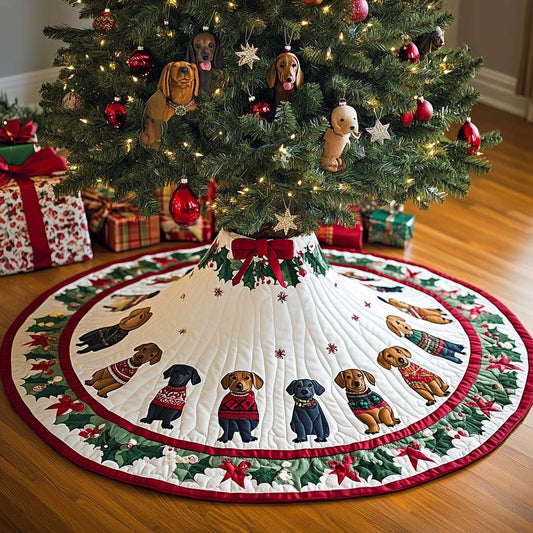 Long Dog Love Christmas Quilted Tree Skirt NCU0DK1688