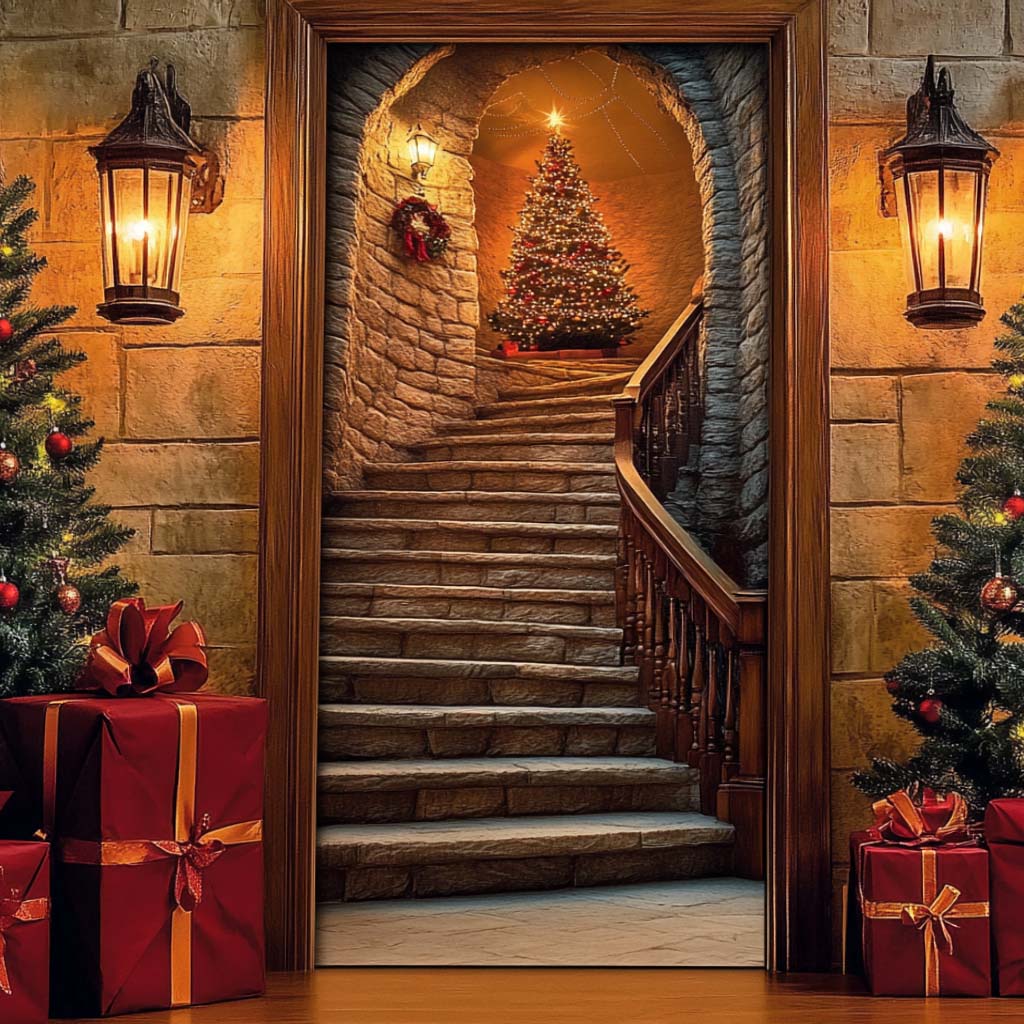 Mansion Stairs Quilted Door Cover NCU0TN23