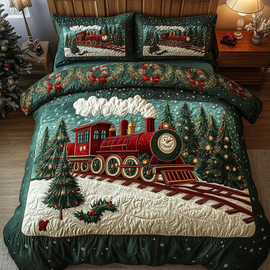 Merry Train Adventure 3-Piece Quilted Bedding Set NCU0DK2596