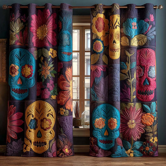 Midnight Calavera Quilted Curtains NCU0QQ232