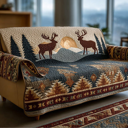 Mountain Crest Deer Quilted Sofa Cover NCU0DH577