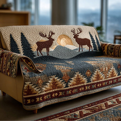 Mountain Crest Deer Quilted Sofa Cover NCU0DH577
