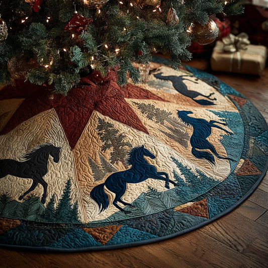 Mountain Star Mustang Christmas Quilted Tree Skirt NCU0DH565