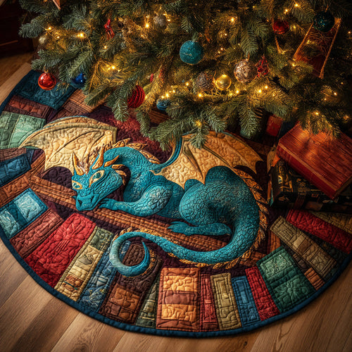 Mystic Book Dragon Christmas Quilted Tree Skirt NCU0ND017