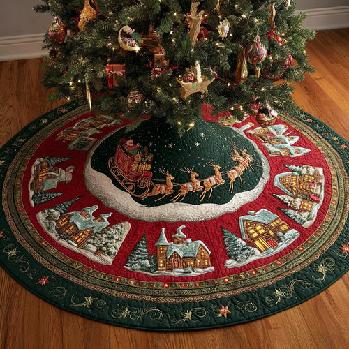 Night Flight Christmas Quilted Tree Skirt NCU0DH392