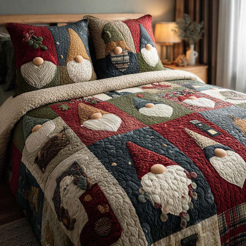 Nordic Patchwork Gnome 3-Piece Quilted Bedding Set NCU0QQ096