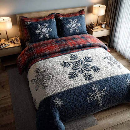 Nordic Plaid Snowfall 3-Piece Quilted Bedding Set NCU0QQ125