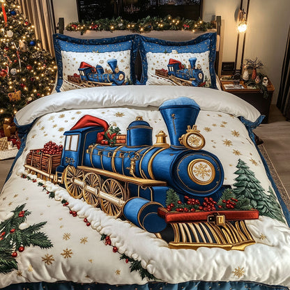 North Pole Locomotive 3-Piece Quilted Bedding Set NCU0DK2594