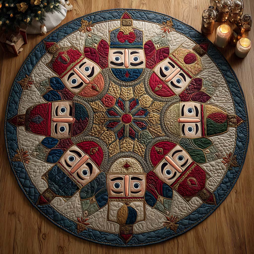 Nutcracker Faces Carousel Quilted Round Mat NCU0QQ085