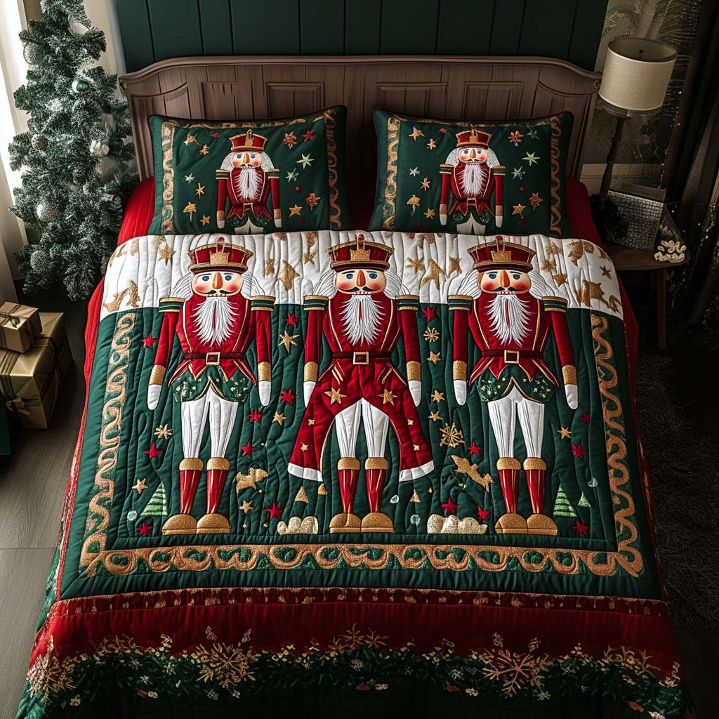 Nutcracker Wonderland 3-Piece Quilted Bedding Set NCU0NL153
