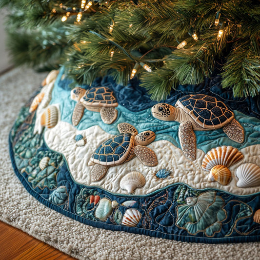 Ocean Shores Turtle Christmas Quilted Tree Skirt NCU0PT2486