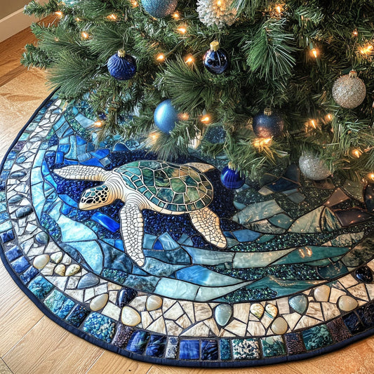 Ocean Tides Turtle Christmas Quilted Tree Skirt NCU0PT2487