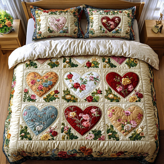 Patchwork Hearts 3-Piece Quilted Bedding Set NCU0DK3110