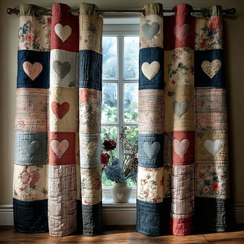 Patchwork Hearts Quilted Curtains NCU0DH657