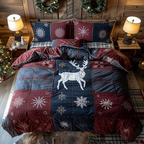 Patchwork Reindeer 3-Piece Quilted Bedding Set NCU0QQ025