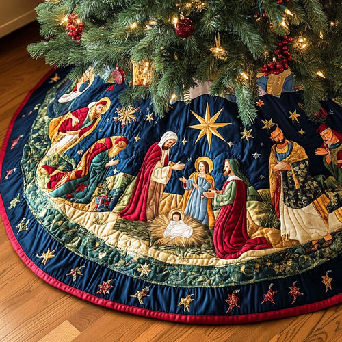 Peace on Earth Christmas Quilted Tree Skirt NCU0DV1296