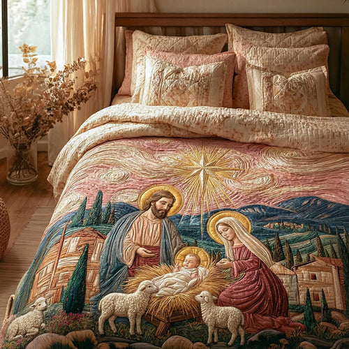Peaceful Bethlehem 3-Piece Quilted Bedding Set NCU0DH623