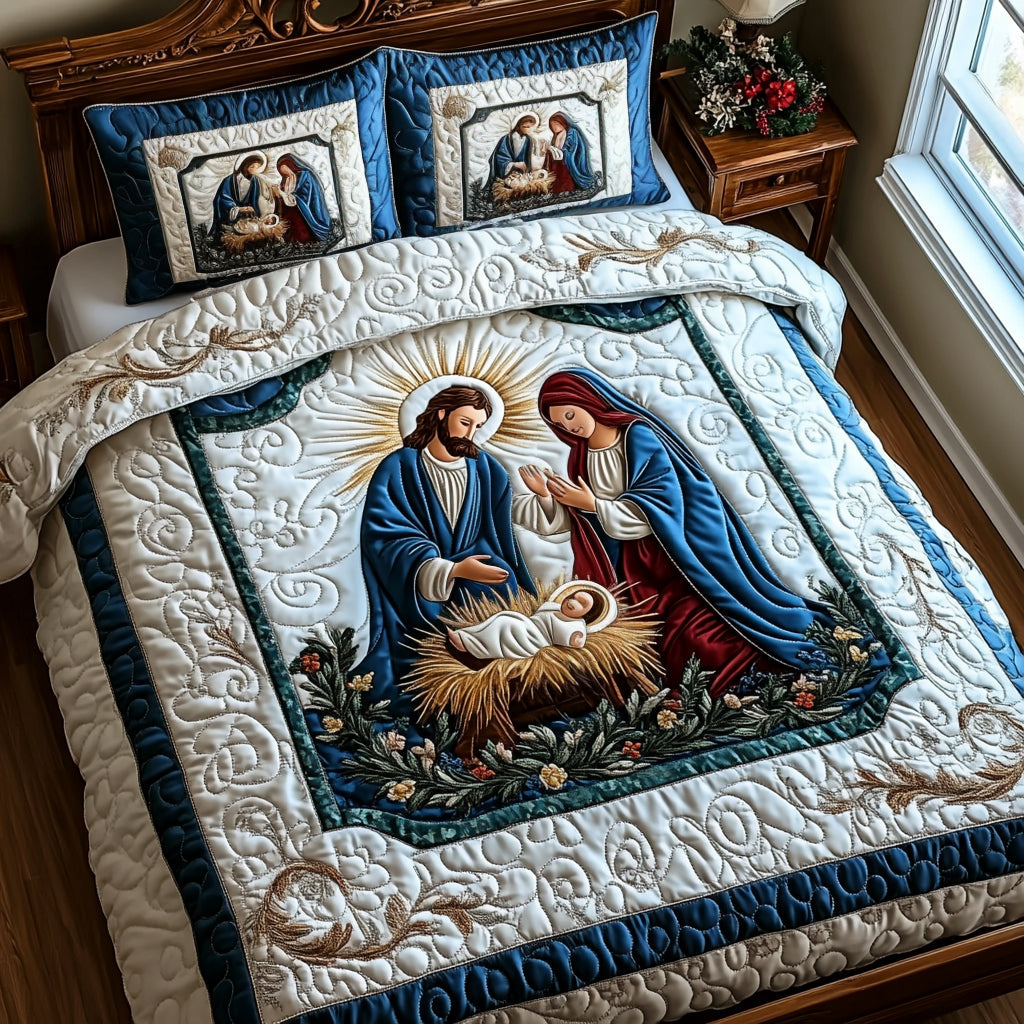 Peaceful Manger 3-Piece Quilted Bedding Set NCU0DV1813