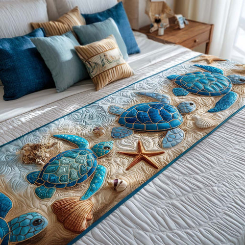 Peaceful Turtle Cove Quilted Bed Runner NCU0NT8510