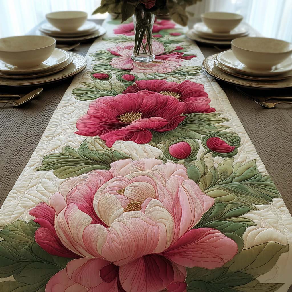 Peony Serenity Quilted Table Runner NCU0QQ080