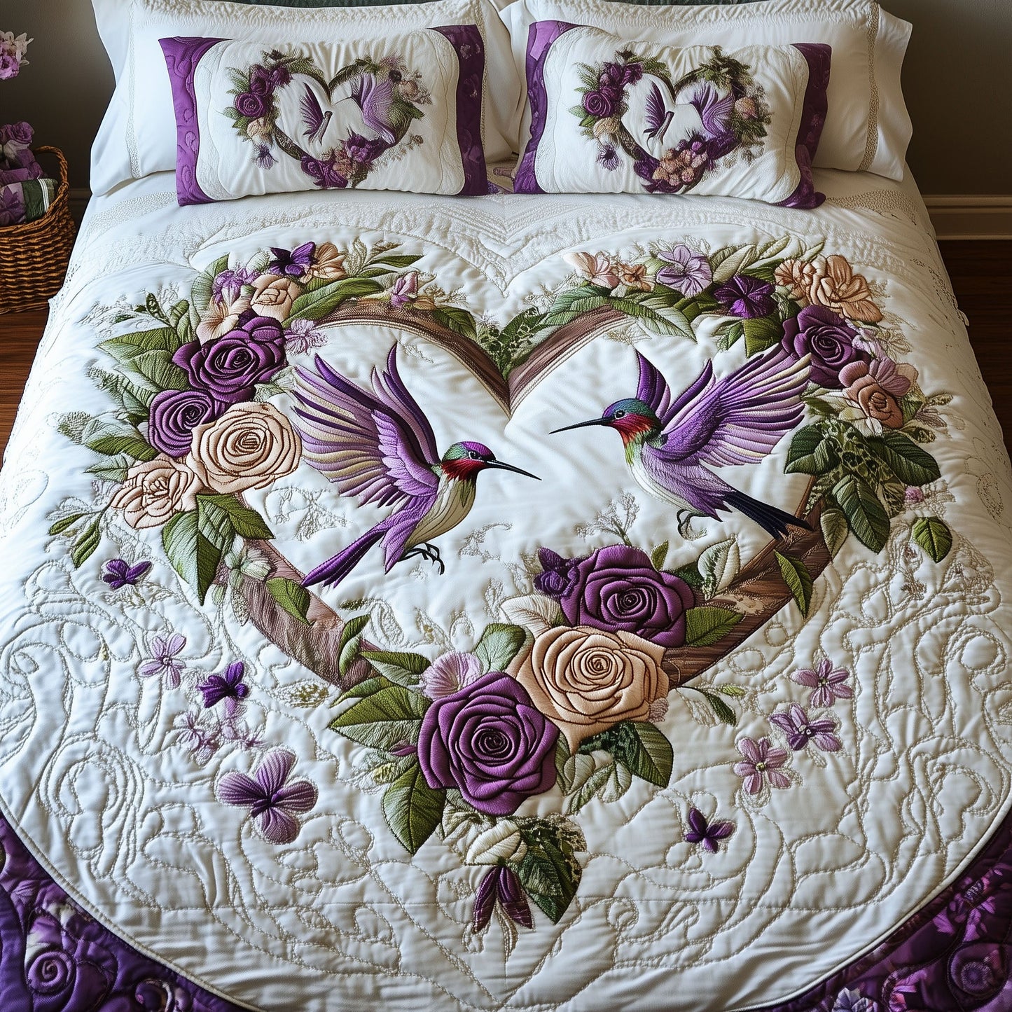 Petal Pair 3-Piece Quilted Bedding Set NCU0VH1383