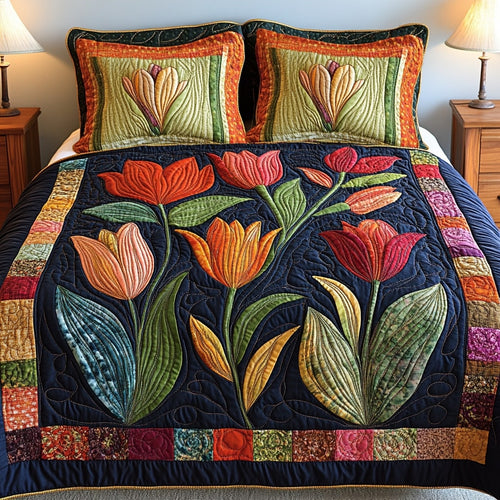 Petal Whisper Night 3-Piece Quilted Bedding Set NCU0NL016