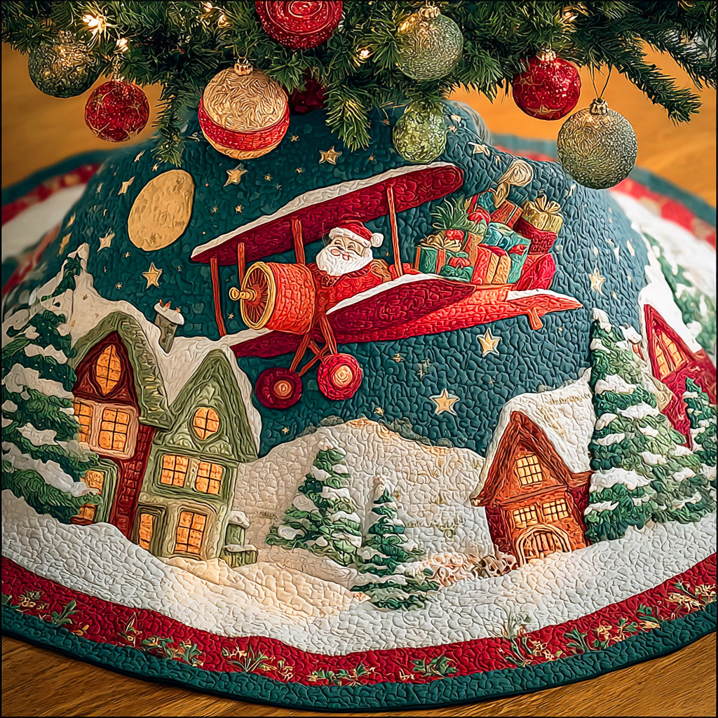 Pine Glow Wonderland Christmas Quilted Tree Skirt NCU0NTD813