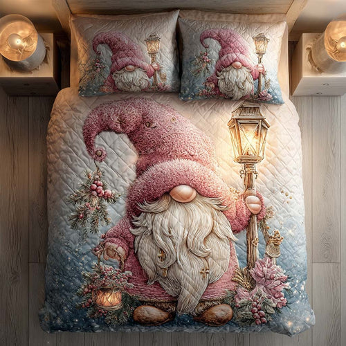 Pink Lantern Gnome 3-Piece Quilted Bedding Set NCU0QQ099