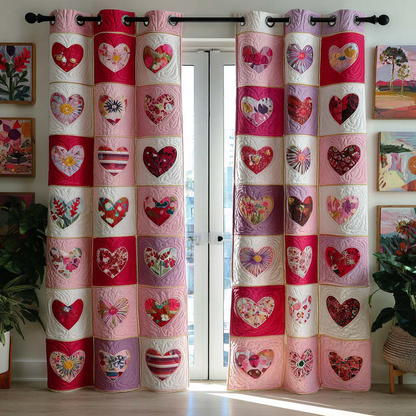 Pink Patchwork Quilted Curtains NCU0DX030